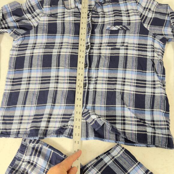 Croft & Barrow 2 pc Flannel Pajamas Woman XXL Button Top Drawstring Elas Waist - Picture 5 of 16